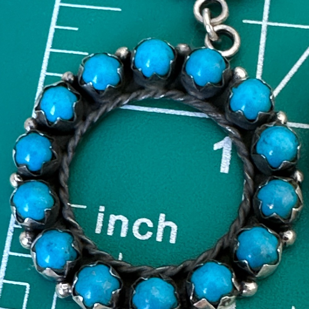 Sold 🦋 Turquoise Southwestern handmade 925 solid sterling, silver hoop earrings - Picture 5 of 11